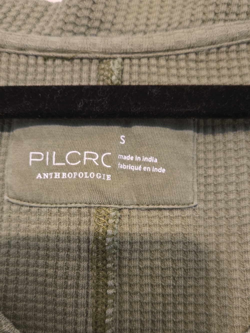 Pilcro Sage Green Waffle V-Neck Layered Pullover Women's Sz Small - Picture 4 of 6
